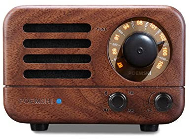 Portable Vintage Radio Retro Bluetooth Speaker Walnut Wooden AM/FM Radio Old Fashioned Style, Strong Bass, Loud Volume, Bluetooth, USB, 100x52x65mm(Bluetooth)