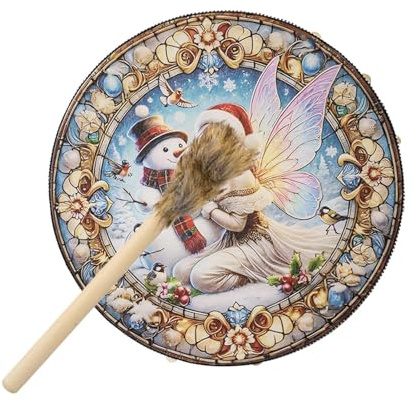 Schamanische Handtrommel, schamanische Handtrommel, 25,4 cm (10 Zoll) | Schamanen-Trommel mit Schlägel, Heilungswerkzeug mit Sound, spirituelles Instrument für Meditation, Dekoration