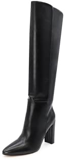 QUEEN HELENA Botas Elegantes de Tacón de Punta Fina y Caña Alta Casuales para Mujer K2010 (K2028 PU Negro, Sistema de Tallas de Calzado EU, Adulto, Mujer, Número, Media, 38)
