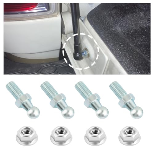 4 perni a sfera da 10 mm con dadi metallici, in acciaio inox, con filettatura da 5/16-18 mm x gambo lungo 3/5, per puntoni a gas, supporti per sollevamento, accessori per auto, robusti accessori per