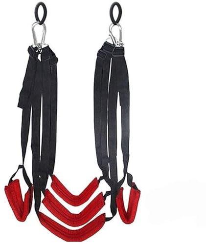 LDOZ Sexschaukel, BDSM-Türschaukel mit verstellbaren Trägern, bequeme Sexschaukel, belastbar bis zu 400 Pfund, Sexmöbel, Sexspielzeug(Red)