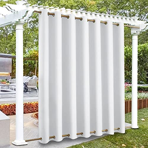 Wasserdichter Outdoor-Vorhang, winddicht, wärmeisoliert, Sonnenblockierung, Verdunkelungsvorhang, oben und unten, Ösenvorhänge für Schlafzimmer, Veranda, Wohnzimmer, Pergola, Weiß, 165 x 213 cm