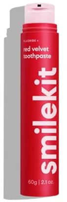 Smilekit smaksatt tandkräm | Flourie-tandkräm | Blekande tandkräm | 6 otroliga smaker | Tandläkargodkänd | Premium oral hygenin | Hälsosamt tandkött (en storlek, röd sammet)