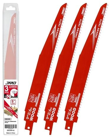Juego de 3 sierras de podar de madera 6TPI de 228 mm, acero de alto carbono, hojas de sierra alternantes aplicables a corte de tubos de madera y PVC