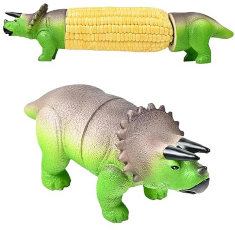 AZURAOKEY Dinosaur Corn Cob Holders, Corns Holders for Kids and Adults, Unique Dinosaur Stainless Steel Corn On the Cob Skewers for BBQs, Parties, Family Meals, Reusable and Easy to Clean