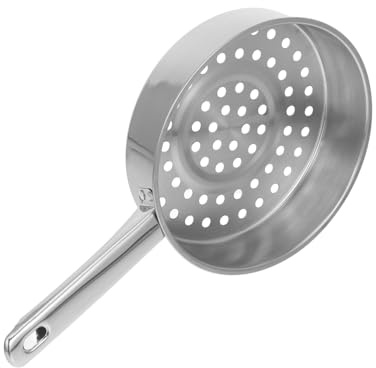 Mikinona Colador Inoxidable con Plano Estable Cucharón Ranurado Multifunción para Cocina para Escurrir Mariscos y Pasta Utensilio Versátil para Freír y Hervir