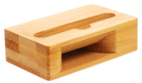 Housoutil Soporte de Madera para Teléfono de Mesa, Diseño Creativo | Bambú, Amplificador de Sonido por Resonancia Eco, Soporte para Móvil en Escritorio