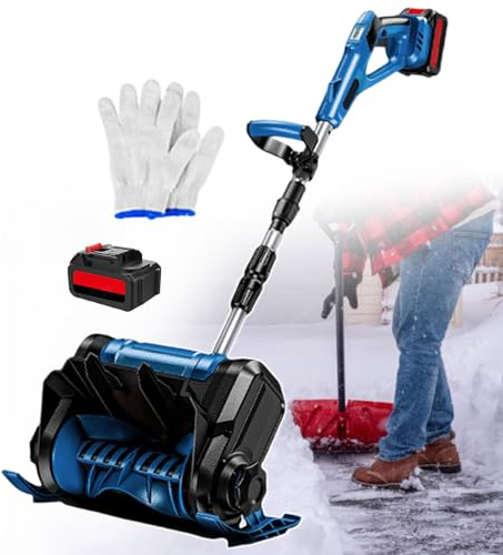 Pala Quitanieves Eléctrica Doméstica, Equipo De Mano para Quitar Nieve, Quitanieves para Exteriores, Control De Tolva De 3 Vías, Ancho De Limpieza De hasta 30 cm Blue-1battery
