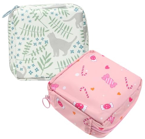 MOTHNUR 2 piezas Bolsa Portátil para Almacenamiento de Compresas Sanitarias con Cremallera Diseño Compacto y Multiusos Protección Higiénica para Uso Diario Femenino de Unidades