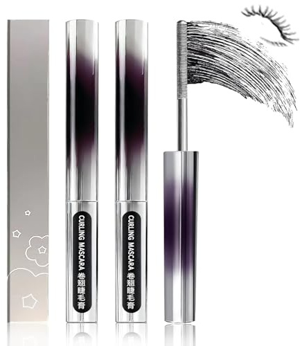 2 Stick Mascara Black,Iron Wand Waterproof With Metal Brush,3D Curling Tubing Natural Volume Boost Mascara For Volumizing & Fuller Lashes,Quick-Drying and Smudge-Proof