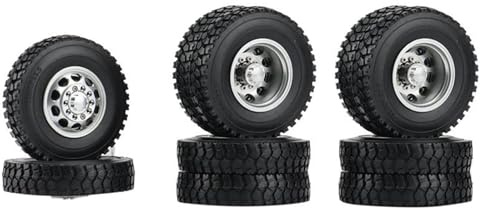 Ferngesteuerte Autoreifen Kompatibel Mit Tamiya Für Semi Für Scania 1/14 RC Anhänger Traktor LKW Autoteile Metall Vorne Und Hinten Felgennabe Mit 22 Mm Gummireifen