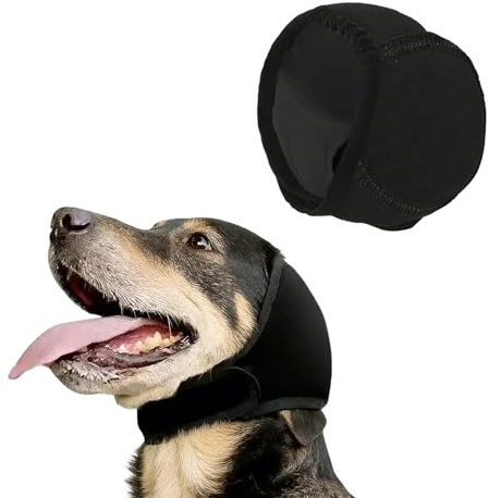 KERYBW Hunde Ohrenschützer Geräuschreduzierung, Wasserdichter Ohrenschutz, Gehörschutz Hund, Elastische Umwicklung Mit Schalldämmung für Geräuschblockierung, Beruhigung, Baden, Winter (Schwarz S)