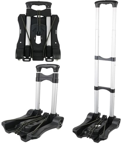 DHXIAMZ Flatbed Trolley Folding Luggage Cart Portable Hand Sack Two-Wheel Trolley 35kg Foldable Barrow Heavy Duty for Home Travel Shopping