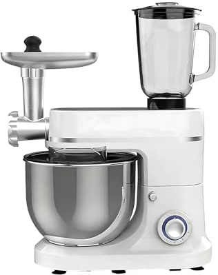 Robot Calidad Profesional, 3 en 1 Amasadora Multifuncional 1500W con Amasadora Planetaria Multifunción, Batidora, Picadora de Carne, Bol 10L y Accesorios para Panadería y Cocina Diaria