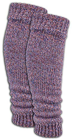 BRUBAKER 1 Paar Damen Stulpen - Lange Beinwärmer aus Baumwolle - Weiche Grobstrick Beinstulpen - One Size Knöchelwärmer - Warm und Bequem - Blau/Orange/Schwarz