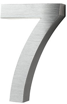 3d de número 7 de casa de acero inoxidable & inoxidables witterungsbeständige hogar Números en 3d de efecto en 20 cm X 3 Cm de acero inoxidable cepillado