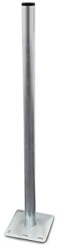 Mastfuss Standfuss 1m Mast und Mastfuß aus Stahl verzinkt Balkonbodenhalter Bodenhalter Sat Flachdach Antennen Mast 1 m Halterung Standfuß Ständer Boden Terrasse Balkon Halter Ständer 100 cm