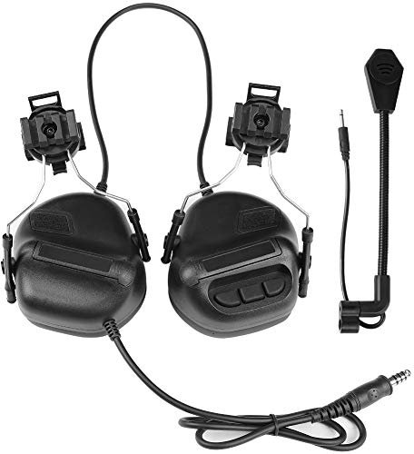 Tactical Headset Sound Pickup Sicherheit Gehörschutz für Helmversion Noise Reduction Headphone mit Rail Adapter für Gehörschutz Radio Earphones-BK