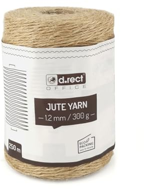 D.RECT 250m Jute-Schnur Natur Braun Jute-Kordel | Packschnur Geschenk-Band Bastelschnur Dekokordel | 1,2mm Dicke | Für: Verpackung, DIY Kunst-Handwerk, Floristik, Dekoration