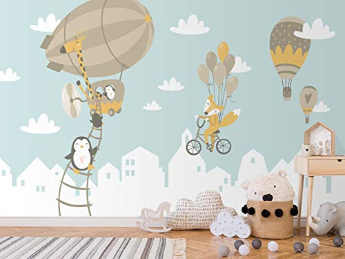 Oedim Fotomural Infantil Vinilo para Pared Animales en Cielo | Mural | Fotomural Infantil Vinilo Decorativo | 200 x 150 cm | Decoración comedores, Salones, Habitaciones