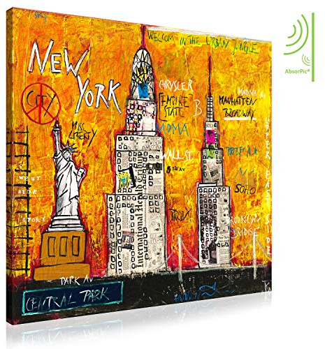 Akustikbild New York 02 AbsorPic Grafik Premium der Künstlerin Kathrin Thiede | 120 x 120 x 3 cm | Schall-Absorber verbessert die Raumakustik | viele Größen | Made in GERMANY, Köln