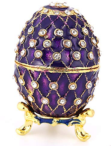 aoory Hand Painted Jewelry Box Faberge Egg Style Unique Gift for Home Decoration Purple