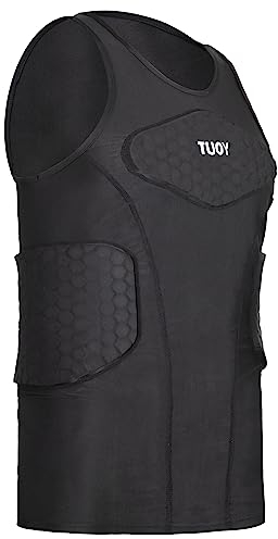 DGYAO Rugby Padded Compression Vest Sleeveless Shirt Chest Rib Back Protective Top For Men Big Boys-XL