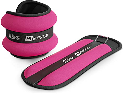 Hop-Sport Gewichtsmanschetten für Fuß- oder Handgelenk - Armgewichte Knöchelgewichte Set 2x 0,5kg, 1kg, 1,5kg, 2kg, 2,5kg (2x0,5kg)