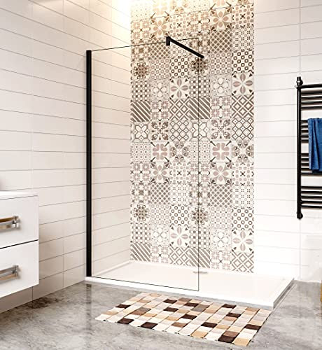 Acezanble Duschabtrennung 110x200cm Duschwand Walk In Dusche 8mm NANO Echtglas Schwarz