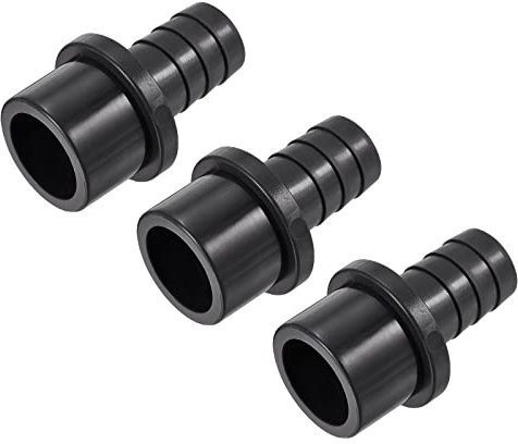 sourcing map PVC Pipe Fitting 16mm Barbed x 25mm OD Spigot Straight Tube Adapter Hose Quick Connector, Black Pack of 3