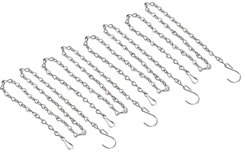 YOKIVE 4 Pcs Hanging Chains, 304 Stainless Steel Extension Link with S Shaped Hook, Great for Flower Pots, Lantern, Ornament (Silver, 35-Inch)