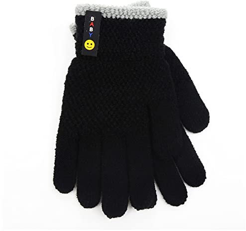 Weihnachtshandschuhe Kinderhandschuhe for 6-10Years Jungen Herbst und Winter Warme Handschuhe Einfache Smiley Gestrickte Wollhandschuhe Outdoor Radfahren Weiche Weihnachtshandschuhe kinder ( Size : Bl