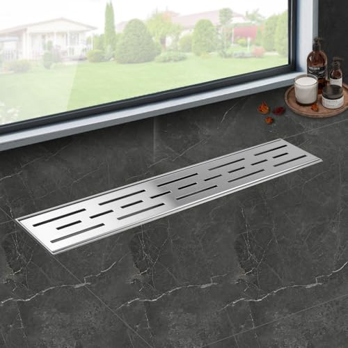 iYueMps Canaleta de Ducha 70cm, Desagüe de Ducha de Acero Inoxidable con Antiolores y Filtro de Pelo, Desague Ducha,Panel de Linea