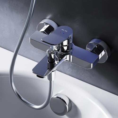 AM.PM Badewannenarmatur mit Auslauf, Mischbatterie Badewanne, Brausebatterie Wanne, Einhand-Wannenbatterie für Badewanne und Dusche, Badezimmer Armatur, Chrom, X-Joy FXA10000