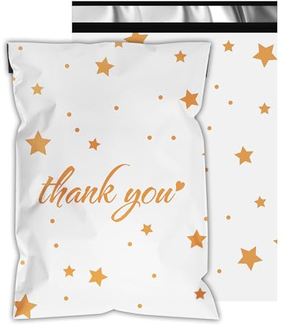 Vapulcio Thank You Poly Mailers 6x9 Zoll 100 Stück – Pentagramm-Versandtaschen, 2,4 mm dick, wasserdichte und reißfeste Briefumschläge, selbstdichtend für kleine Unternehmen