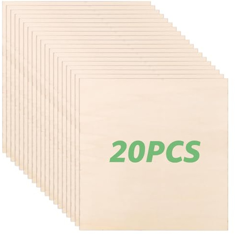 LOLYSIC 20 Stück Sperrholz 3MM,300x300MM,handwerkliche Holzplatten,unbearbeitetes Holz,für DIY Holzbearbeitung,Basteln,Geschenke,Dekoration