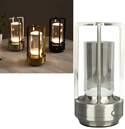 CCYLEZ Tragbare LED-Tischlampe, 3 Farben, Stufenloses Dimmen, Schnurlose Lampe mit Touch-Wiederaufladbarer LED-Nachttischlampe für Schlafzimmer