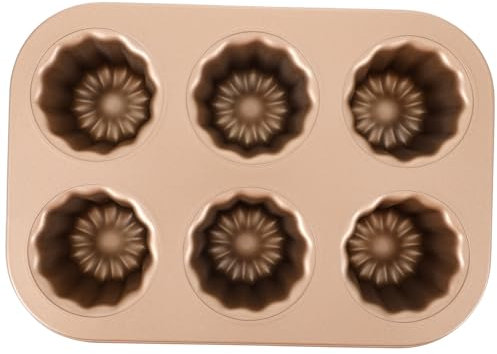 ABOOFAN Antihaft Kuchenform aus Kohlenstoffstahl Goldfarben 6-fach Leichtes Lösen für Backofen Backblech und Selbstgemacht Backen