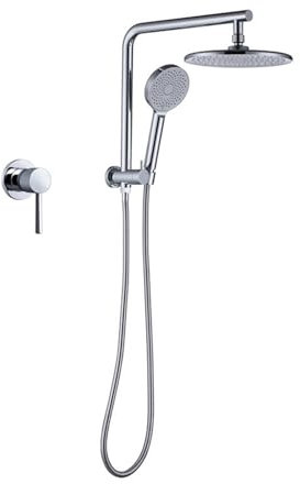 Set doccia a pioggia a parete a scomparsa interamente in rame nero, rubinetto da incasso quadrato con scatola da incasso calda e fredda AL2205 (Size : 2 round chrome normal)