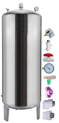 LXLZYXSF Automatischer Wasserspeicher Mit Druckregler, Entlüftungsventil, Druckmesser Brunnen/Leitungswasser Explosionsgeschützt Druckbehälter, Edelstahl (Size : 100L/26gal-95x40cm/37.4x15.7in)