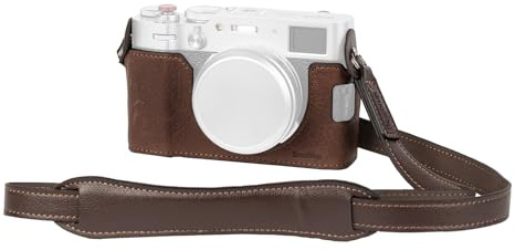 SMALLRIG Half Leather Case Kit X100VI Halbledertasche Set mit Schultergurt, Kamera Halbledertasche im Retro-Stil aus Leder mit Rahmen aus Aluminiumlegierung nur für FUJIFILM X100VI (Braun) - 4699