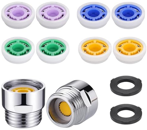 MisFun 12 Stück Wassersparer für Dusche, Dusche Wassersparer Spareinsatz, Durchflussbegrenzer, Wasser Sparen, Duschdurchflussbegrenzer zum Wasser, für Küche Bad, 4L, 5L, 6L, 7L