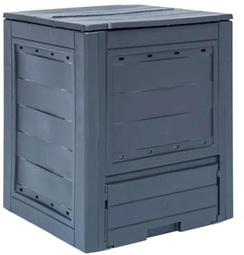 Avilia Contenitore per Compostaggio da Giardino - Compostiera con Accesso Frontale, in Polipropilene, 260L, 60x60x73cm, Nera, Made in Italy