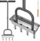 Dolibest Lawn Core Aerator, Hollow Tine Grass Aerating Tool Long Handle Manual Garden Soil Plugger 4 Prong Heavy Duty Coring Aeration Spike Soft Grip with Core Storage Tray & Clay Release Tool