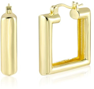 ALEXCRAFT 14K Vergoldete Ohrringe Breit Dick Klobig Eckig Creolen für Damen