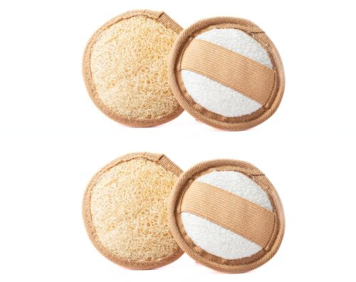 LoofahCrafts – Esponjas exfoliantes faciales naturales egipcias (4 uds) – Almohadillas luffa para cara, limpieza facial suave, cuidado de la piel, exfoliación efectiva