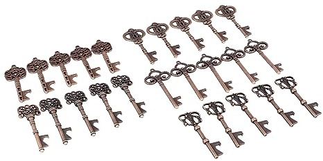 OUCRIY 25 Set Apribottiglie Chiave Vintage Bomboniera Forniture per Feste Apribottiglie Chiave con Carta Scrivibile Corda di Canapa per Compleanni