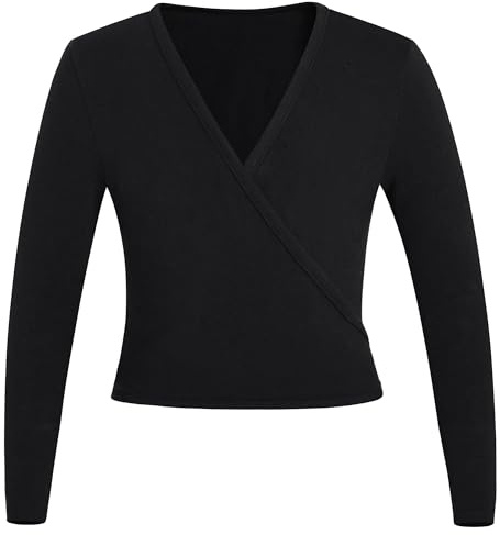 JMORCO Scaldacuore Danza Top Avvolgente for Danza Classica for Ragazze, Cardigan da Danza a Maniche Lunghe, da Annodare in Vita for i più Piccoli(KD7001-06,XL)