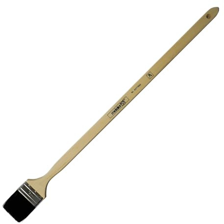 sopomarkt24 Fassadenpinsel mit Extra Langem Griff 82,5cm – Farbpinsel für Fassaden, Heizkörper und Wände, Schwarze Naturborsten, Unlackierter Pappel-Weichholz-Stiel, Aufhängeloch, Metallring