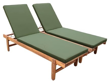 sweeek - Tumbona de Madera con Ruedas, Set de 2, Arequipa, Verde Kaki, 190x60x88 cm